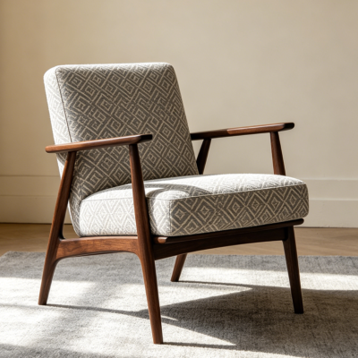 Modern Fabric Accent Chair with Wooden Frame